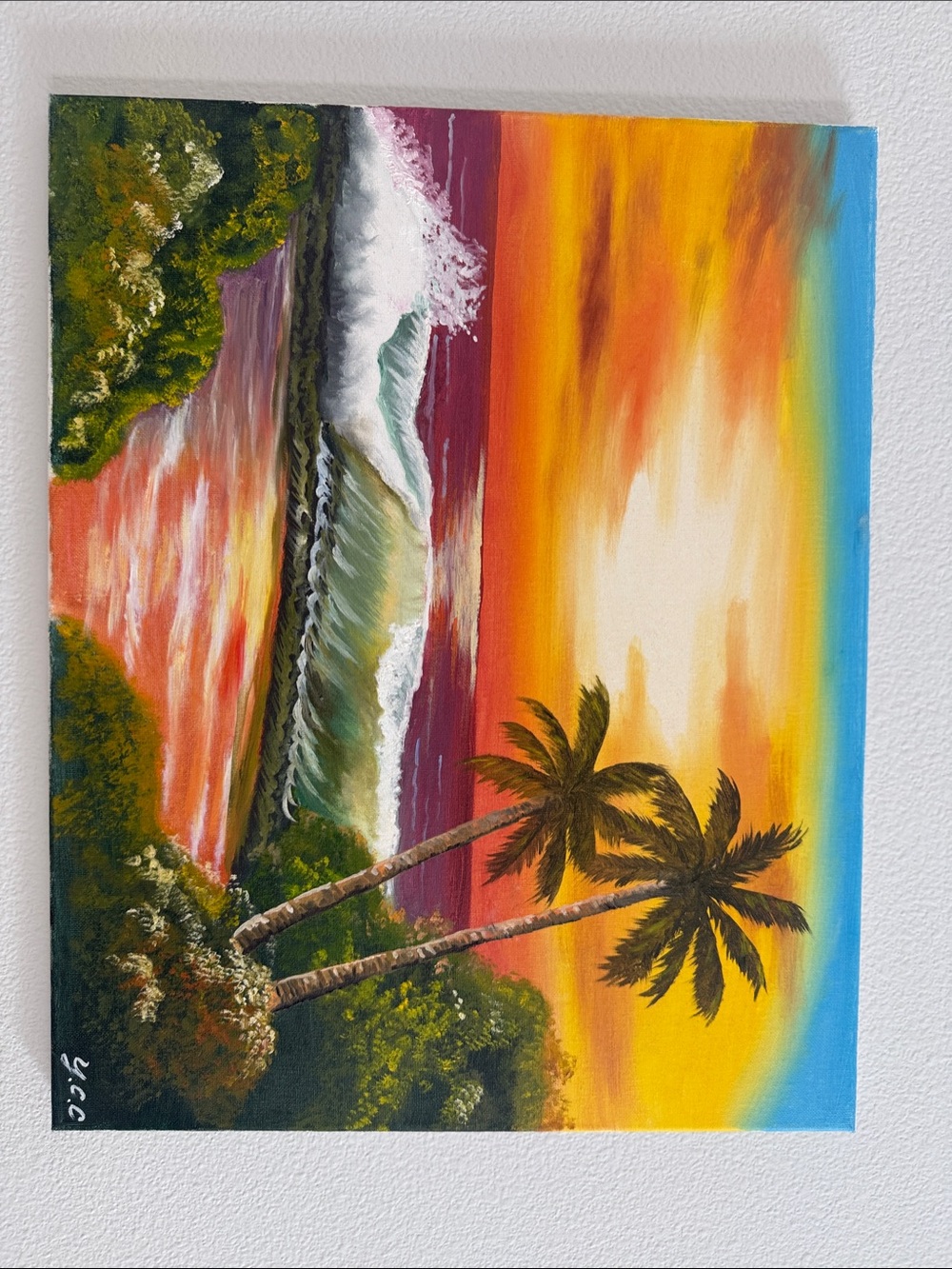 Original Oil Painting – Tropical Ocean Sunset 20” x 16”